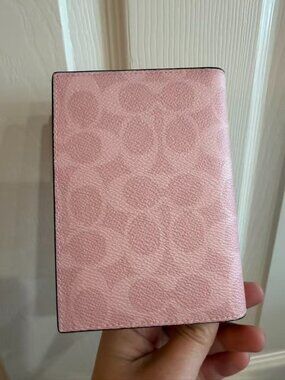 NWT Coach Signature Passport Card Case Powder Pink CW170